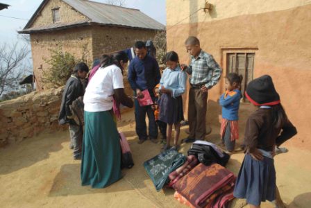 nepal 08 giving blankets